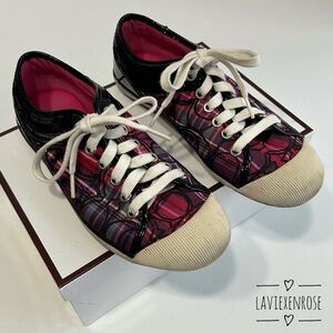 Coach Zorra Pink Plaid/Black Sequins Sneakers